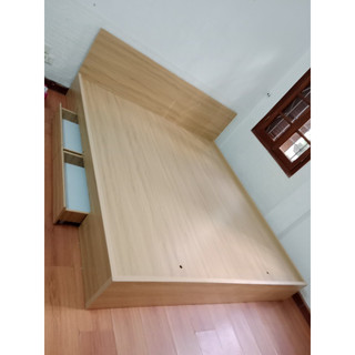 Combo giường 1m6 x 2m gỗ mdf phủ melamine + đệm hanviko bông ép