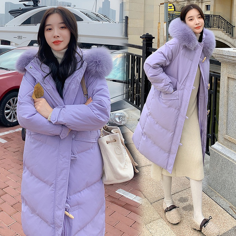 𝐂𝐨̉ 𝐁𝐚 𝐋𝐚́ 𝐒𝐭𝐨𝐫𝐞 - Áo Khoác Phao Nữ Mùa Đông Mũ Lông Khuy Sừng Dáng Chùng Hàng Quảng Châu mẫu mới 2023