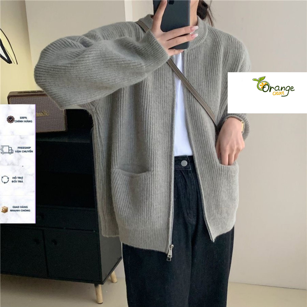 Áo Khoác Len Tay Dài Cổ Tròn Dáng Dài Trơn Basic Phối Khóa Xẻ 2 Kiểu Mẫu Hot 2024 Hàng Qccc Phù Hợp Với Mọi Lứa Tuổi Ora