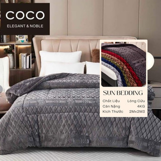 Chăn nỉ lông cừu coco siêu ấm mền coco dày mịn, kèm túi xách.