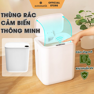 [Kèm Sạc] Thùng Rác Thông Minh 18L Cảm Ứng Automatik Thùng Rác Có Nắp Tự Động Nhà Vệ Sinh Nhà Bếp
