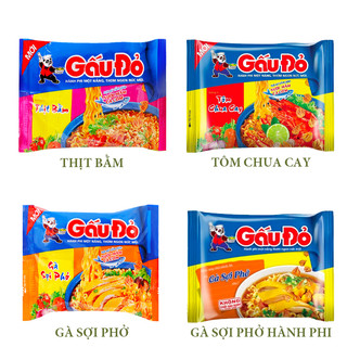 Bán lẻ 1 gói mì gấu đỏ các vị 63g