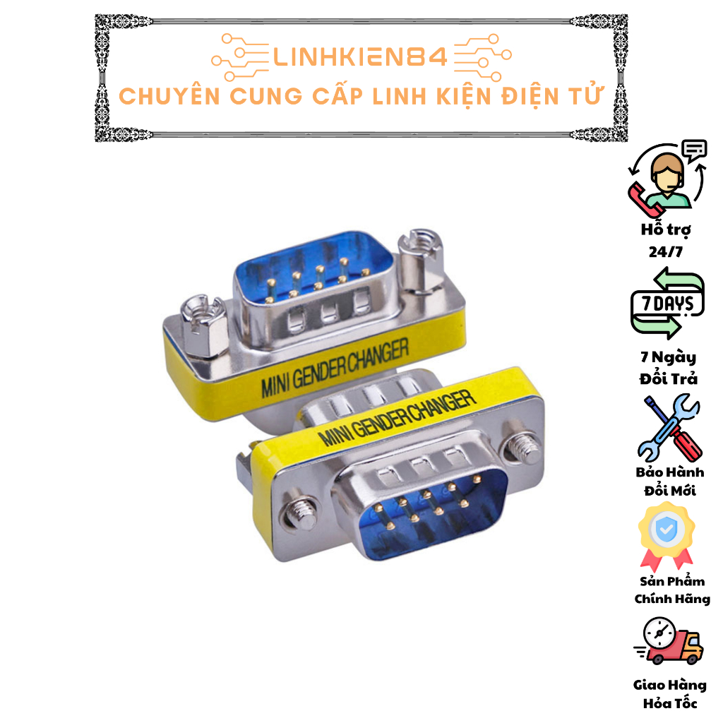 Cổng Chuyển Đổi DB9 RS232 9 Chân Đực-Cái, Cái-Cái, Đực-Đực