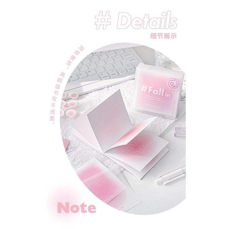 Hộp 112 tờ giấy note ROSYPOSY FALL IN, giấy ghi chú 4in1 tone màu pastel