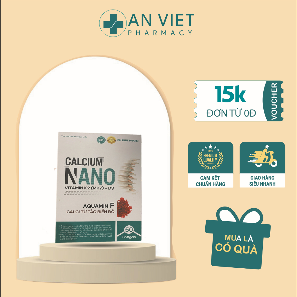 (CHÍNH HÃNG) CANXI NANO K2 D3 -  bổ sung canxi nano và vitamin D3 giúp chắc khoẻ xương, phát triển chiều cao, ngừa loãng