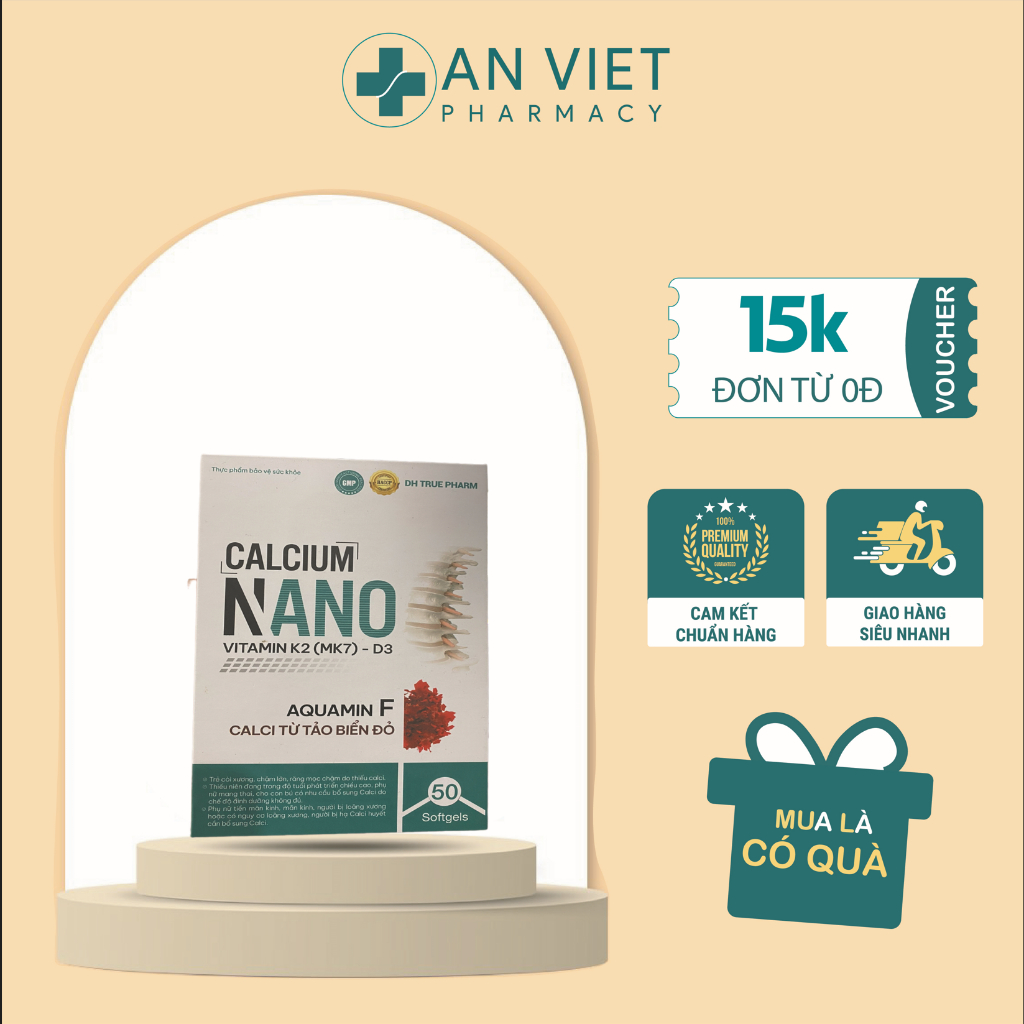 (CHÍNH HÃNG) CANXI NANO K2 D3 -  bổ sung canxi nano và vitamin D3 giúp chắc khoẻ xương, phát triển c