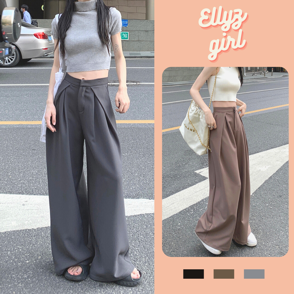 Quần ống rộng cạp cao Ellyz , quần ống rộng nữ ulzzang ly lệch cạp cao tôn dáng Quanongrong382_P13K12