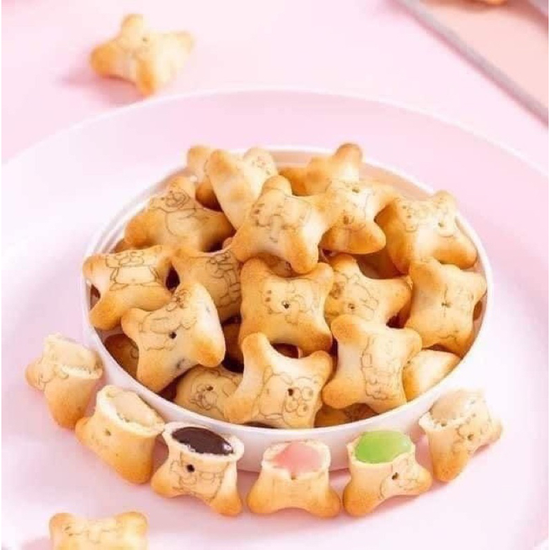 Bánh Gấu Kem Dâu Socola Thái Lan 200Gr Ăn Vặt Tiểu Muội