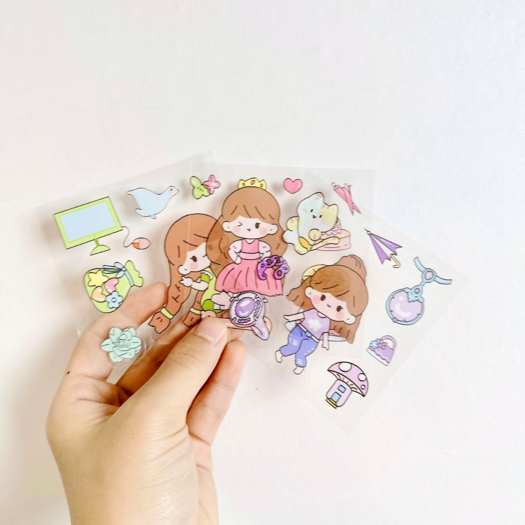 Set 20 tấm Sticker cute trang trí dán tập vở, bình nước, bút nước