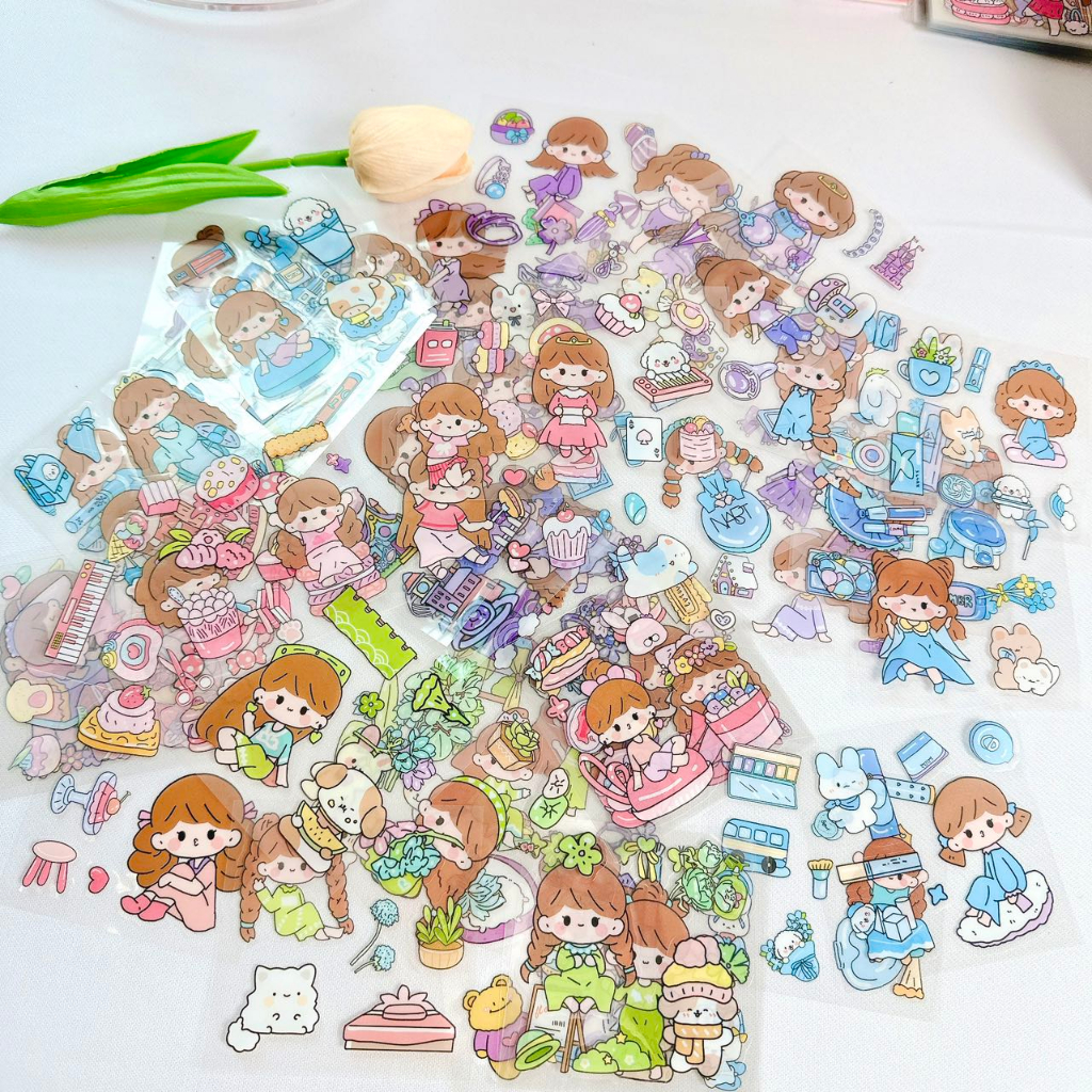 Set 20 tấm Sticker cute trang trí dán tập vở, bình nước, bút nước