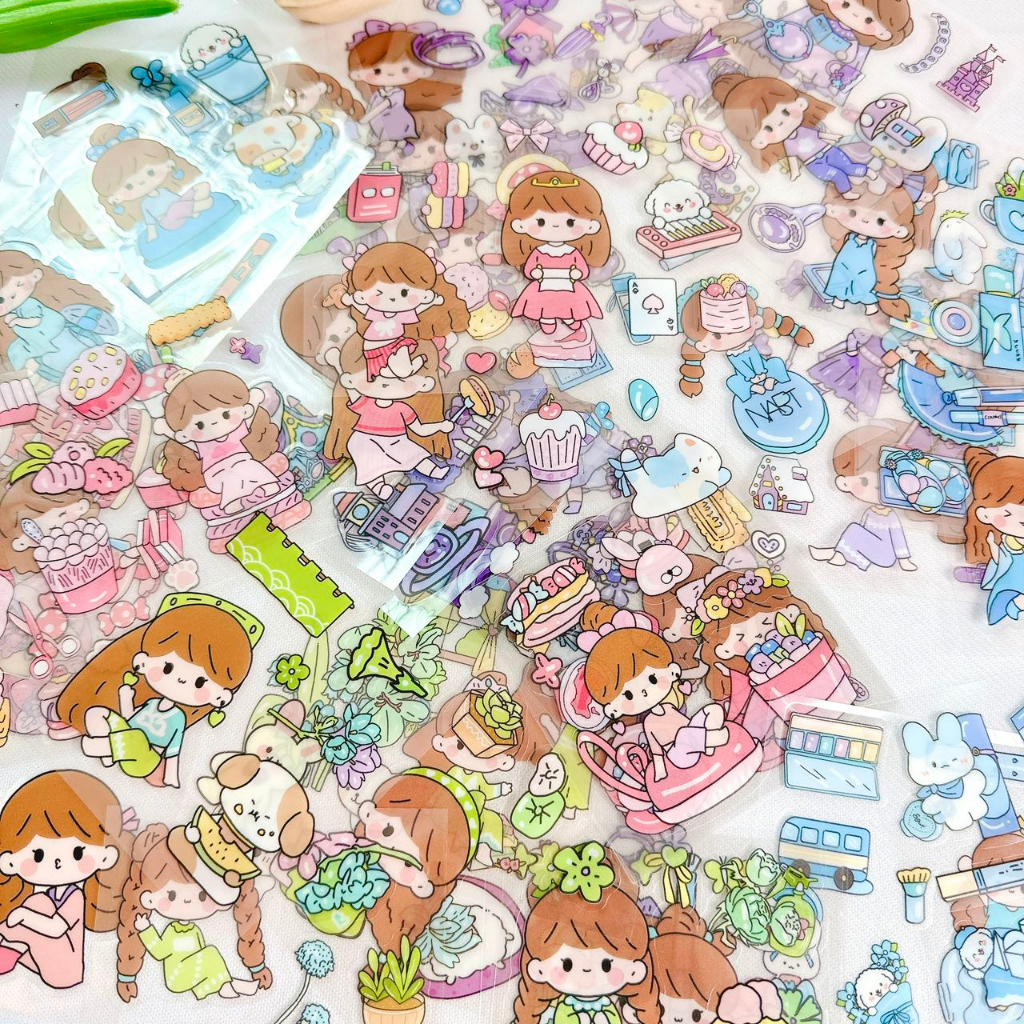 Set 20 tấm Sticker cute trang trí dán tập vở, bình nước, bút nước