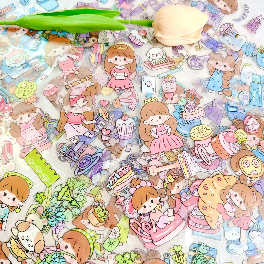 Set 20 tấm Sticker cute trang trí dán tập vở, bình nước, bút nước