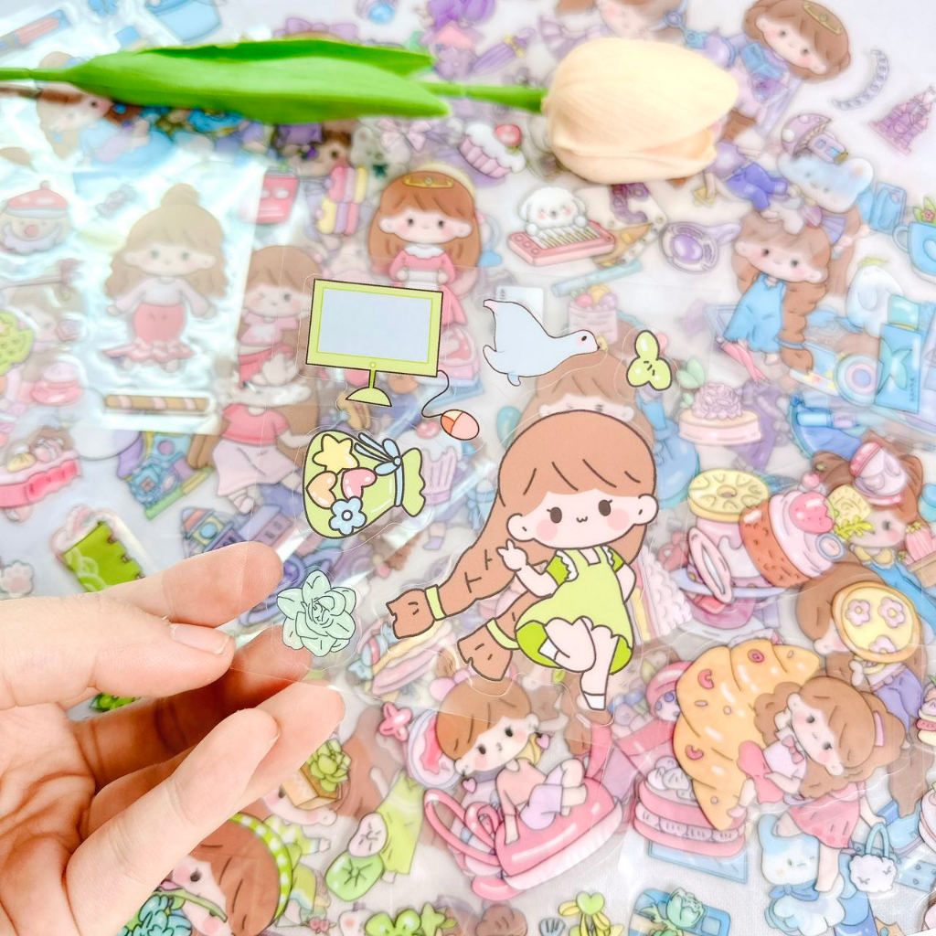 Set 20 tấm Sticker cute trang trí dán tập vở, bình nước, bút nước