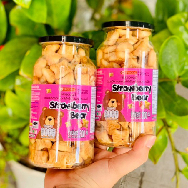 Bánh Gấu Kem Dâu Socola Thái Lan 200Gr Ăn Vặt Tiểu Muội