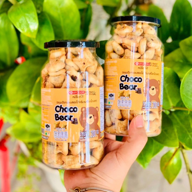 Bánh Gấu Kem Dâu Socola Thái Lan 200Gr Ăn Vặt Tiểu Muội