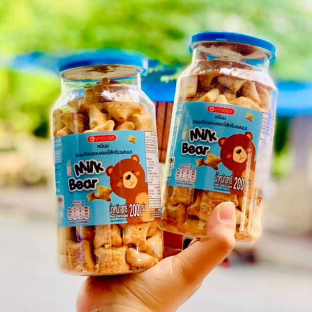 Bánh Gấu Kem Dâu Socola Thái Lan 200Gr Ăn Vặt Tiểu Muội