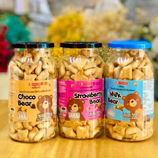 Bánh Gấu Kem Dâu Socola Thái Lan 200Gr Ăn Vặt Tiểu Muội
