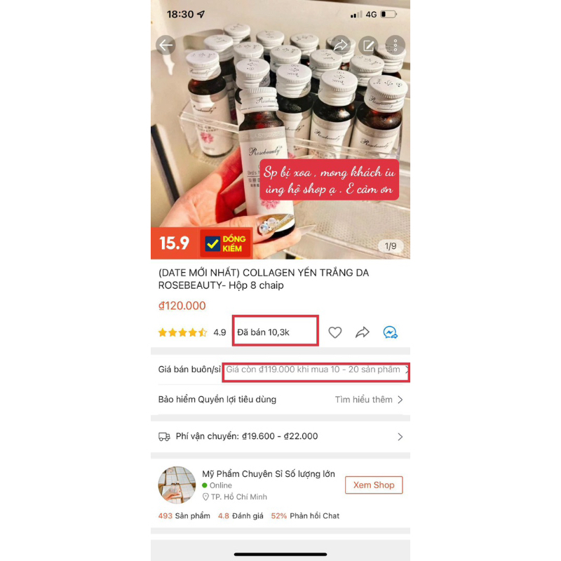 COLLAGEN YẾN TRẮNG DA ROSEBEAUTY- Hộp 8 chaip