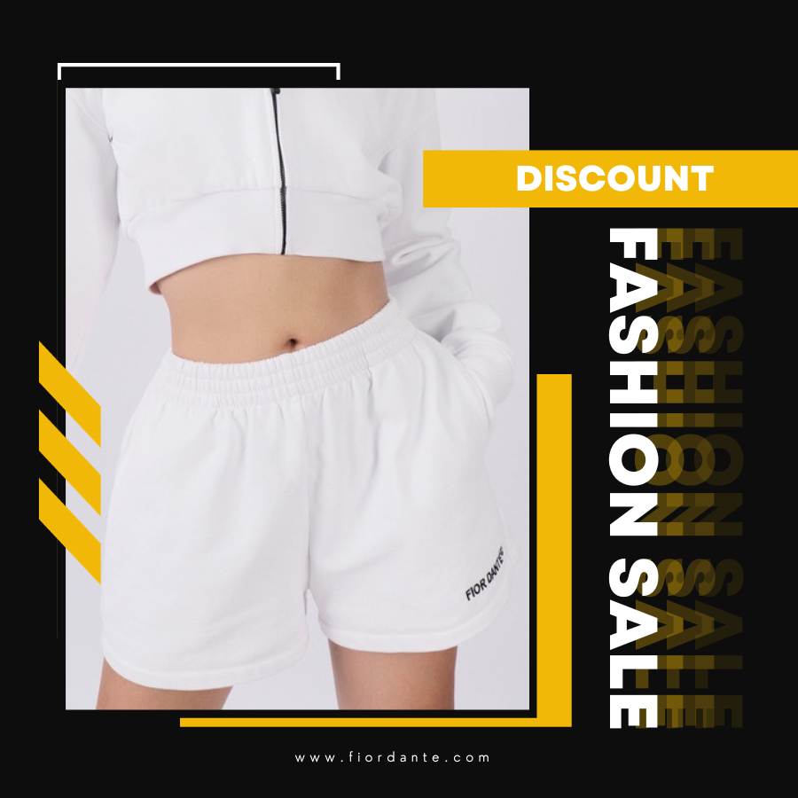 Quần Shorts Nữ Thêu LOGO FIOR DANTÉ Form Rộng Màu Trắng 100% Vải Cotton Thoáng Mát