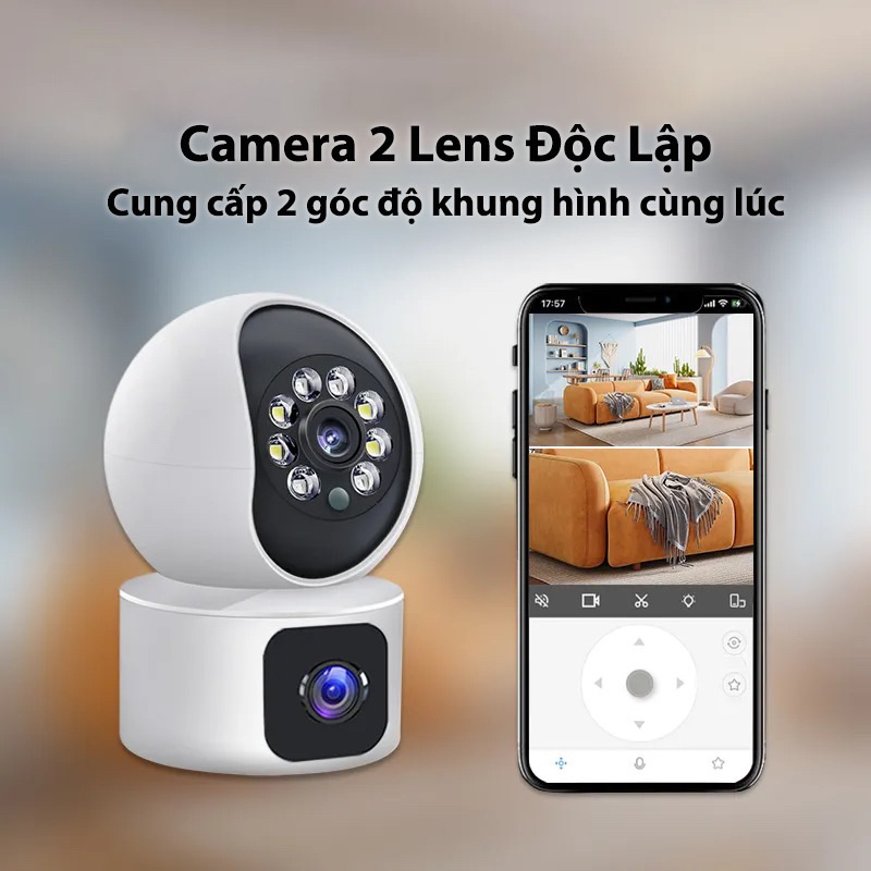 (BH 1 NĂM) Camera wifi YooSee 5.0Mpx 2 mắt xem 2 khung hình cùng lúc 360°(MẪU MỚI 2023)xem đêm CÓ MÀU, đàm thoại 2 chiều