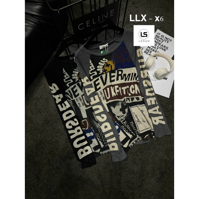 Áo thun chữ tay dài hoạ tiết