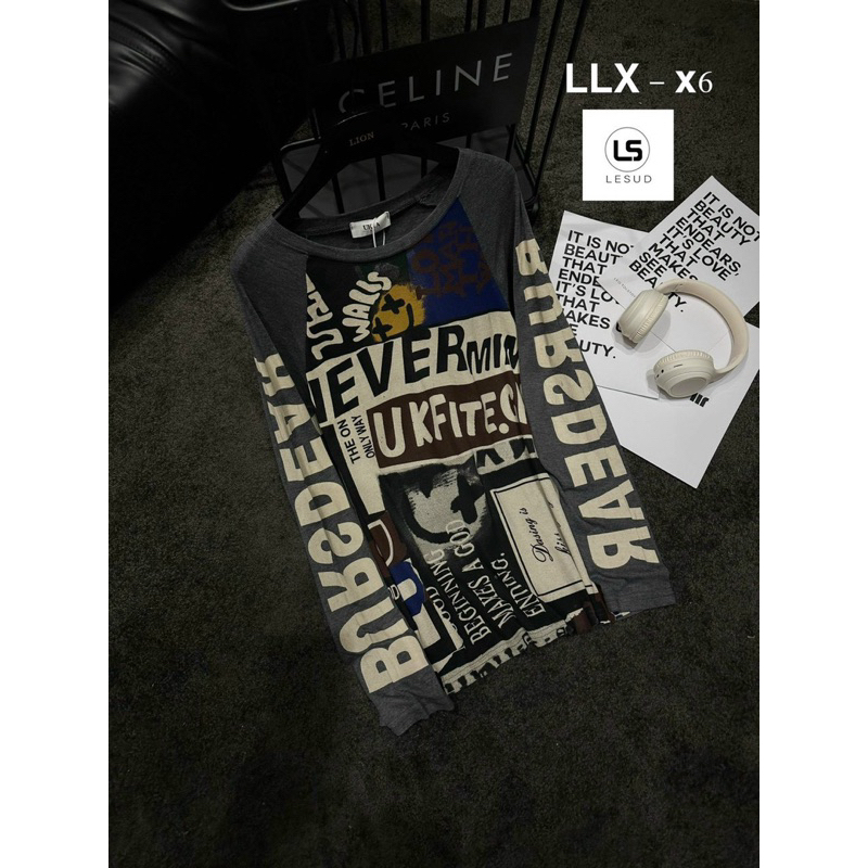 Áo thun chữ tay dài hoạ tiết