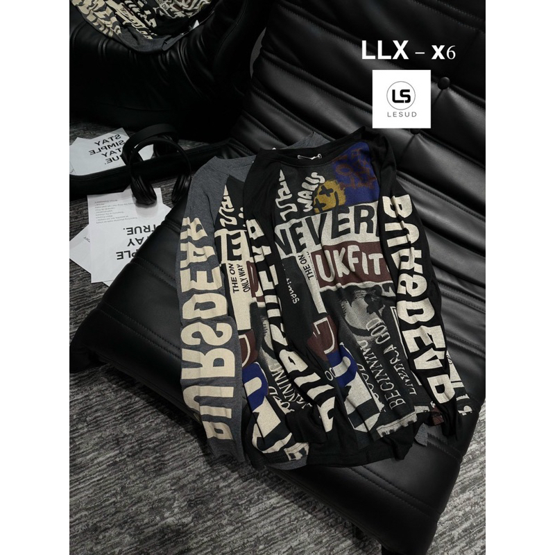 Áo thun chữ tay dài hoạ tiết