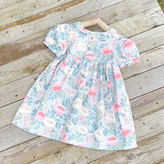váy cổ sen vintage 1076 hoa xanh size 8-26kg bé gái