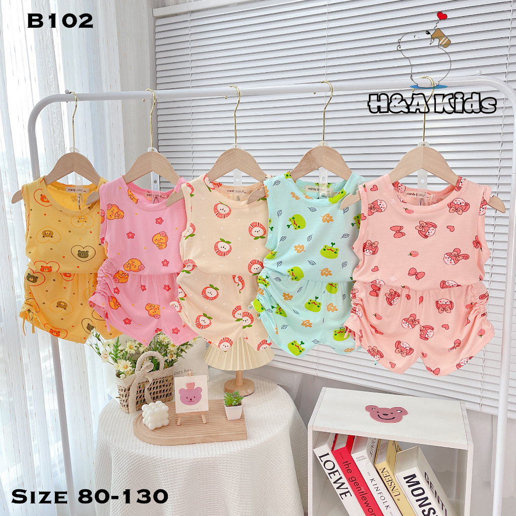 SP86 (7-20kg) Sát nách bé gái quần dây rút họa tiết thun lạnh
