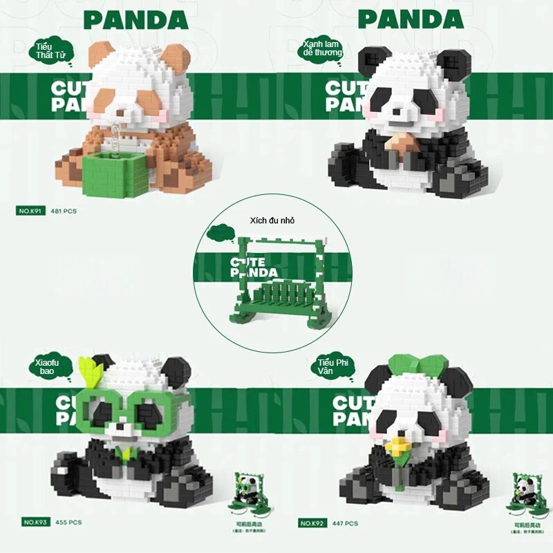 XẾP HÌNH BANDA PANDA gấu trúc cỡ nhỡ size nhỡ đồ chơi xếp hình nano 3d cho bé chuẩn mẫu BANDA