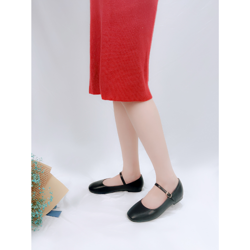 Giày Búp Bê Bệt Nữ Da Thật Cao Cấp Dáng Mary Jane Đế Bệt Mũi Vuông Da Mềm Siêu Êm NUDDO - NM001V