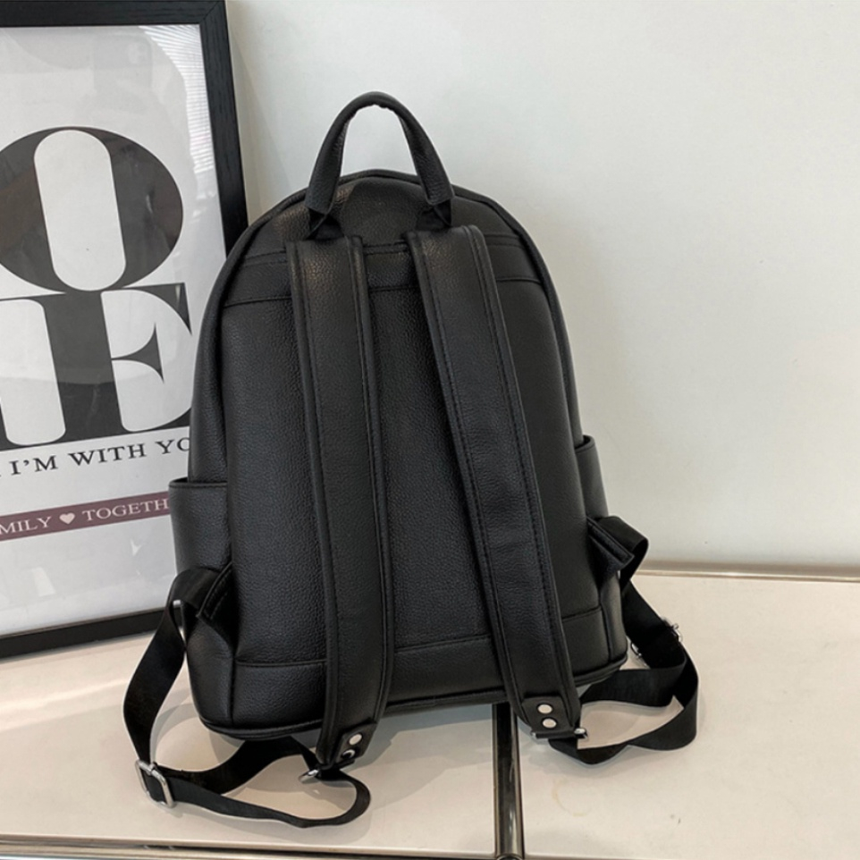 Balo da Đi HọcBalô Da Thời Trang Nam Nữ Ba lo Lv Da Pu Cao Cấp Balo da đen Cặp Đi Học Ulzzang Đựng Laptop 14
