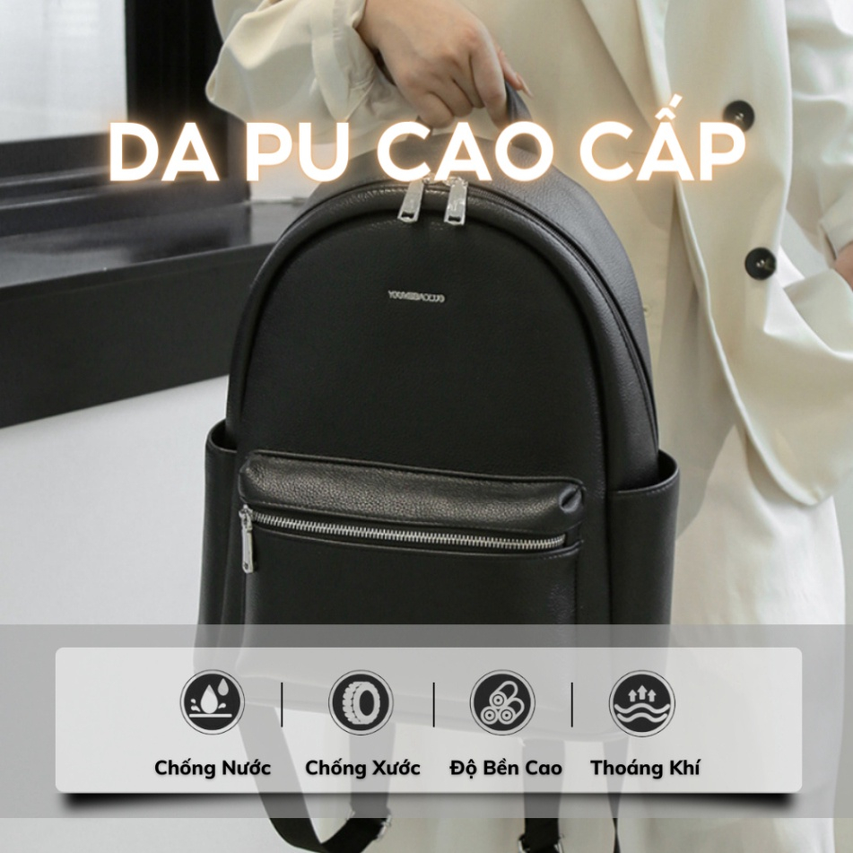 Balo da Đi HọcBalô Da Thời Trang Nam Nữ Ba lo Lv Da Pu Cao Cấp Balo da đen Cặp Đi Học Ulzzang Đựng Laptop 14