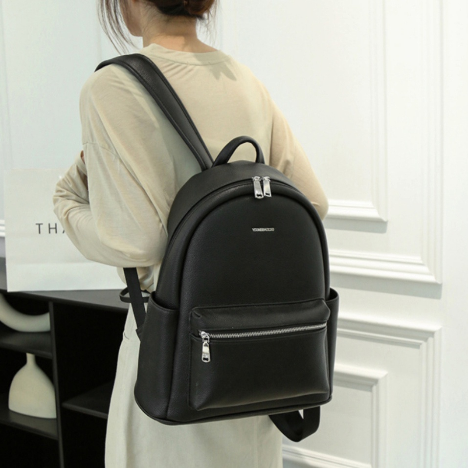 Balo da Đi HọcBalô Da Thời Trang Nam Nữ Ba lo Lv Da Pu Cao Cấp Balo da đen Cặp Đi Học Ulzzang Đựng Laptop 14