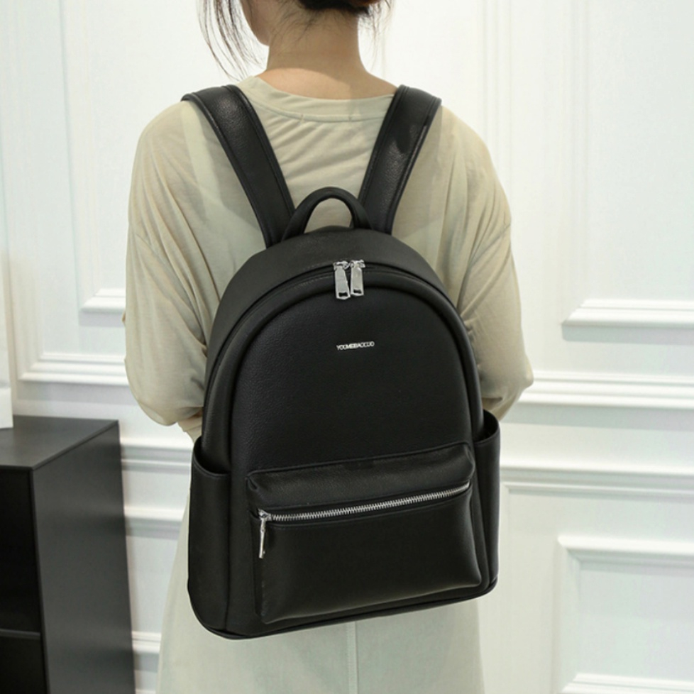 Balo da Đi HọcBalô Da Thời Trang Nam Nữ Ba lo Lv Da Pu Cao Cấp Balo da đen Cặp Đi Học Ulzzang Đựng Laptop 14