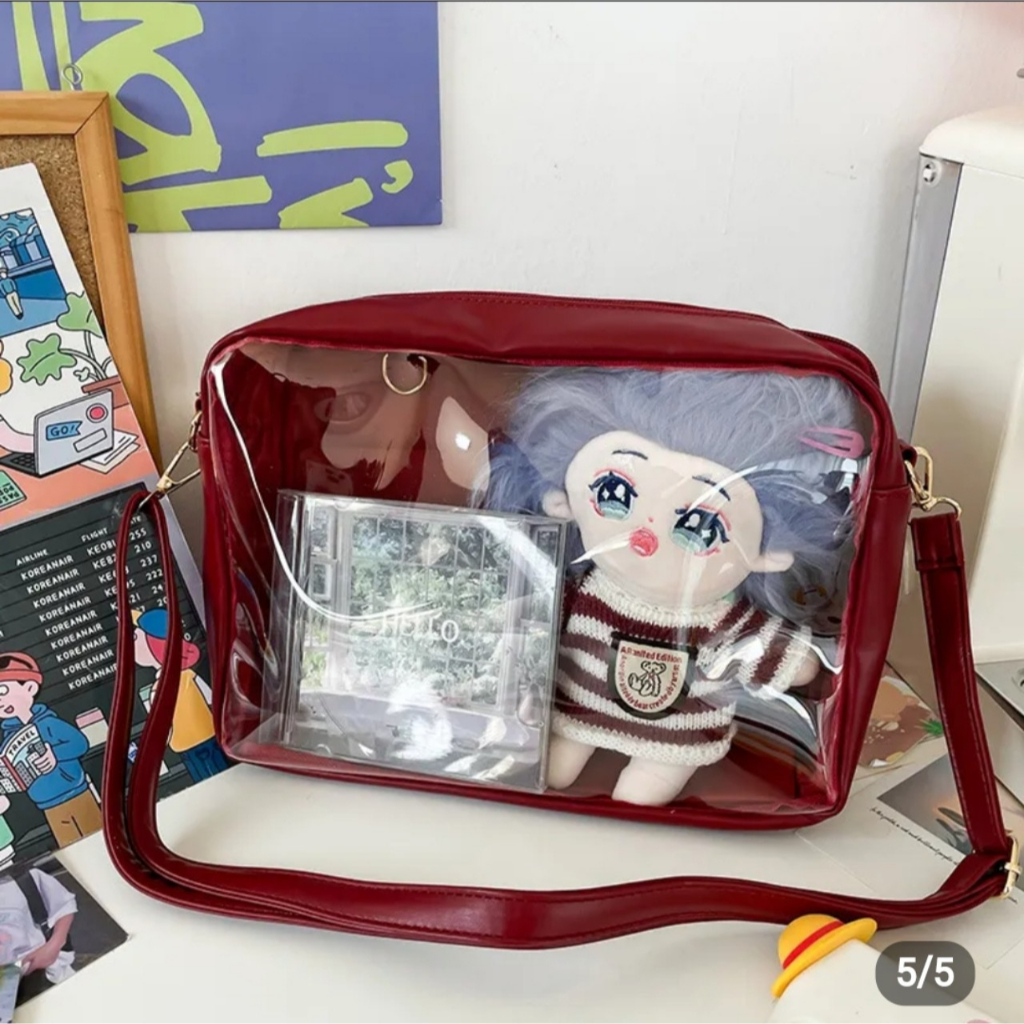 Túi đeo chéo vải mặt trước trong suốt túi đựng búp bê dang nagng đựng đươc 2 búp bê đolli SN004 hot 2023