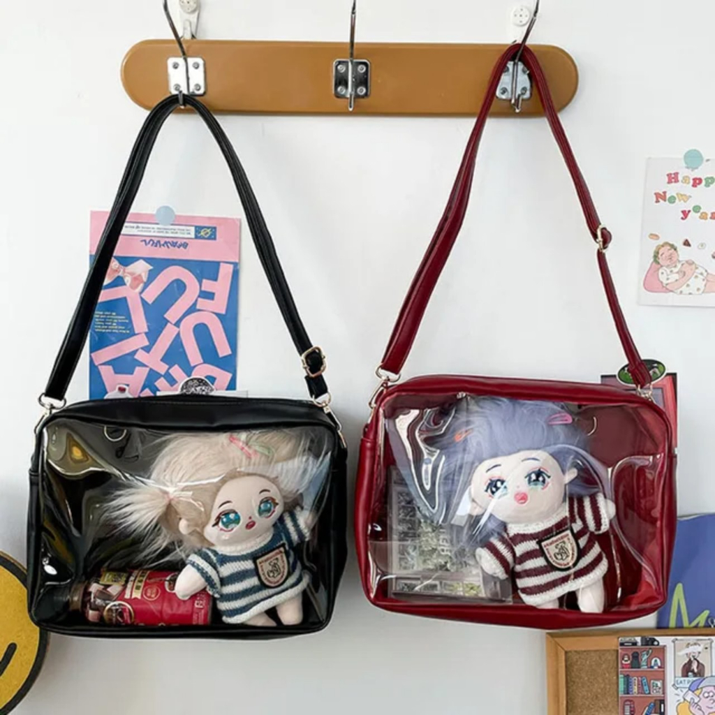 Túi đeo chéo vải mặt trước trong suốt túi đựng búp bê dang nagng đựng đươc 2 búp bê đolli SN004 hot 2023