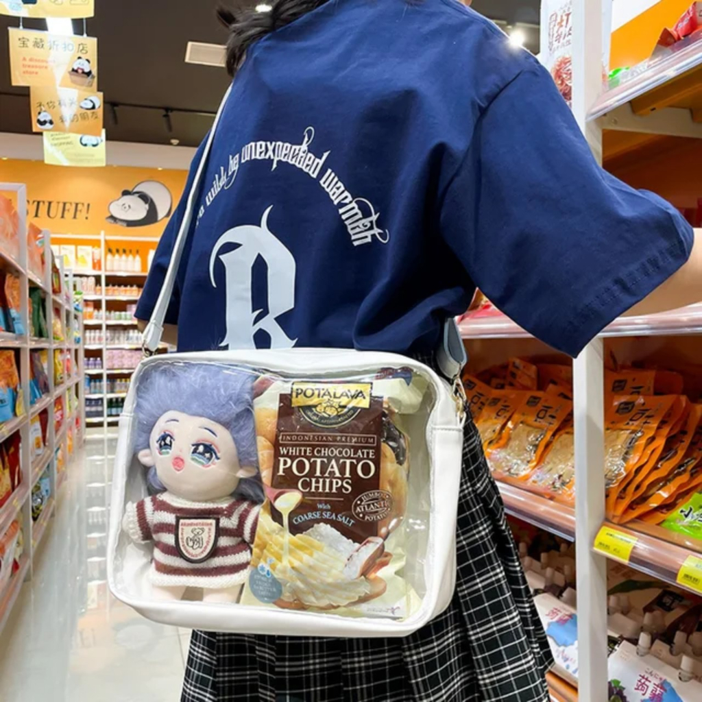 Túi đeo chéo vải mặt trước trong suốt túi đựng búp bê dang nagng đựng đươc 2 búp bê đolli SN004 hot 2023