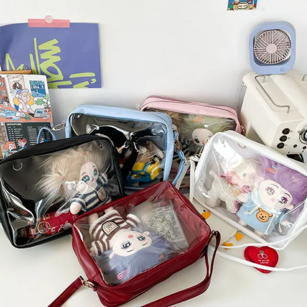 Túi đeo chéo vải mặt trước trong suốt túi đựng búp bê dang nagng đựng đươc 2 búp bê đolli SN004 hot 2023