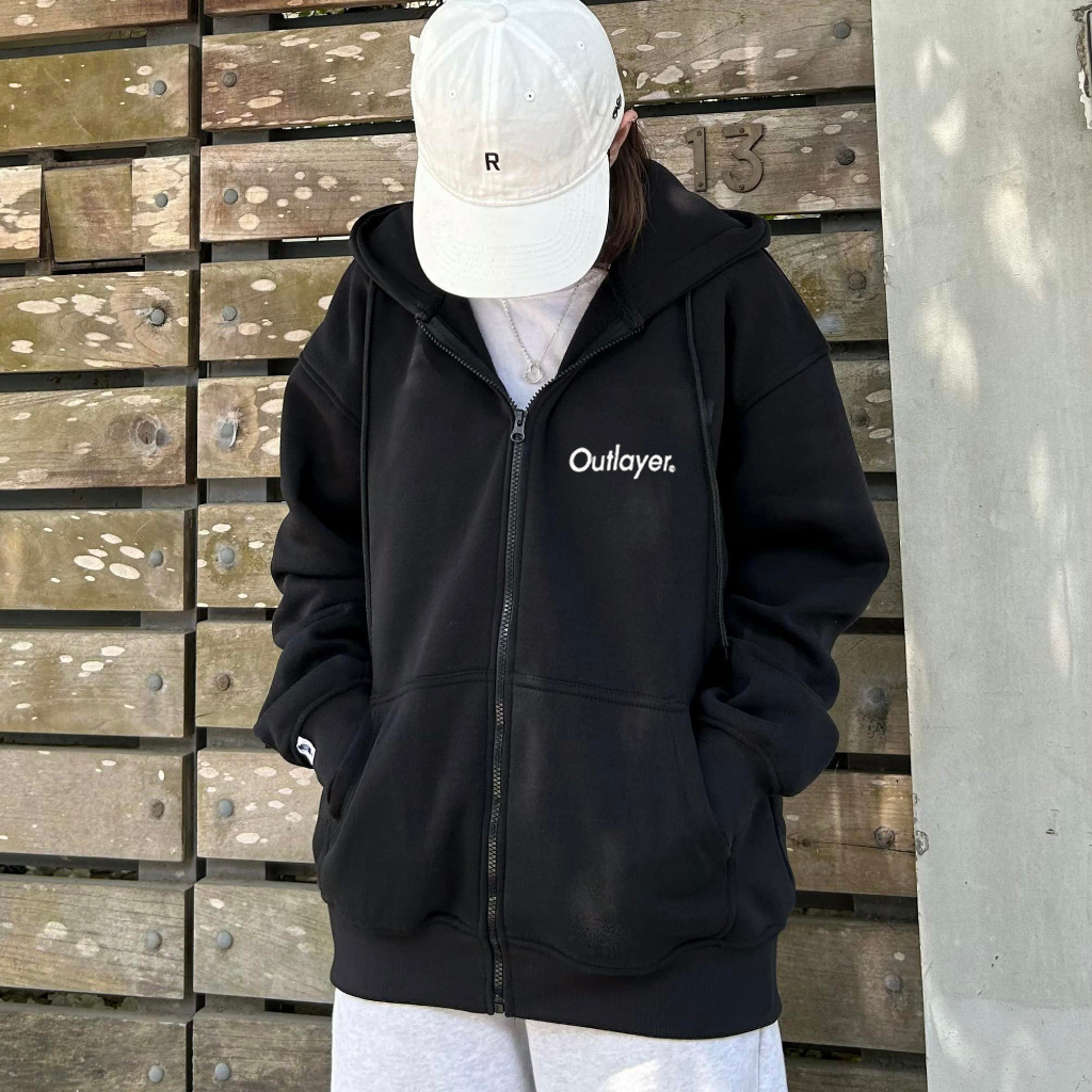 Áo Hoodie Zip Logo Outlayer, Áo Khoác Nỉ Local Brand
