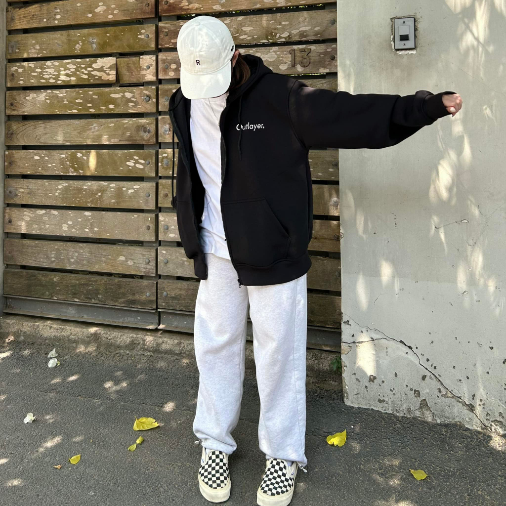 Áo Hoodie Zip Logo Outlayer, Áo Khoác Nỉ Local Brand