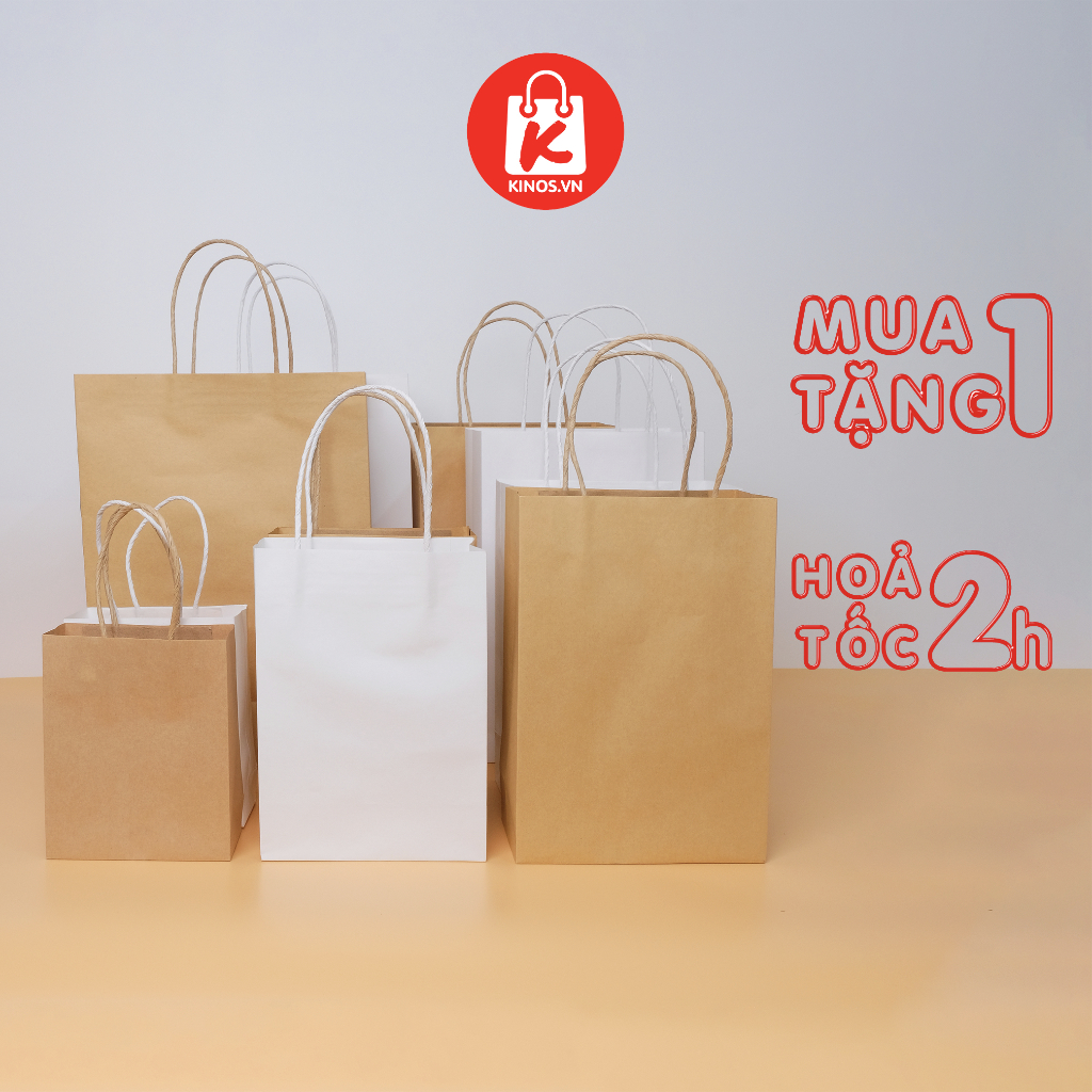 Combo 20 Túi giấy Kraft Cao Cấp Trắng Nâu nhiều kích thước