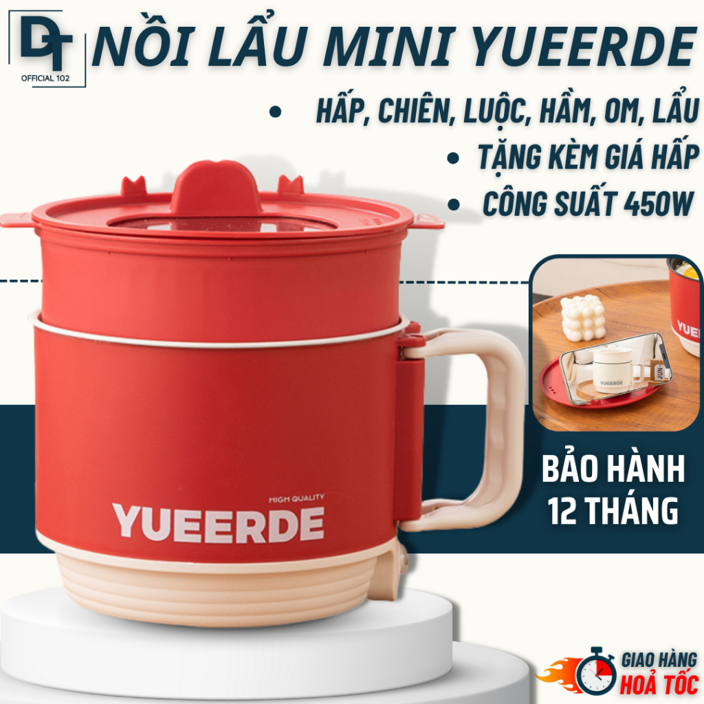 Nồi Lẩu Điện Đa Năng Mini Tiện Lợi Với Lớp Chống Dính Siêu Bền - Dễ Vệ Sinh, Ca Nấu Mì Mini Đa Năng Dung Tích 1.5L
