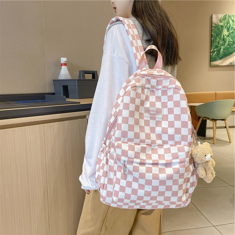 Balo caro GENBAG balo ulzzang chống nước unisex vải dù đi học thời trang hồng đen