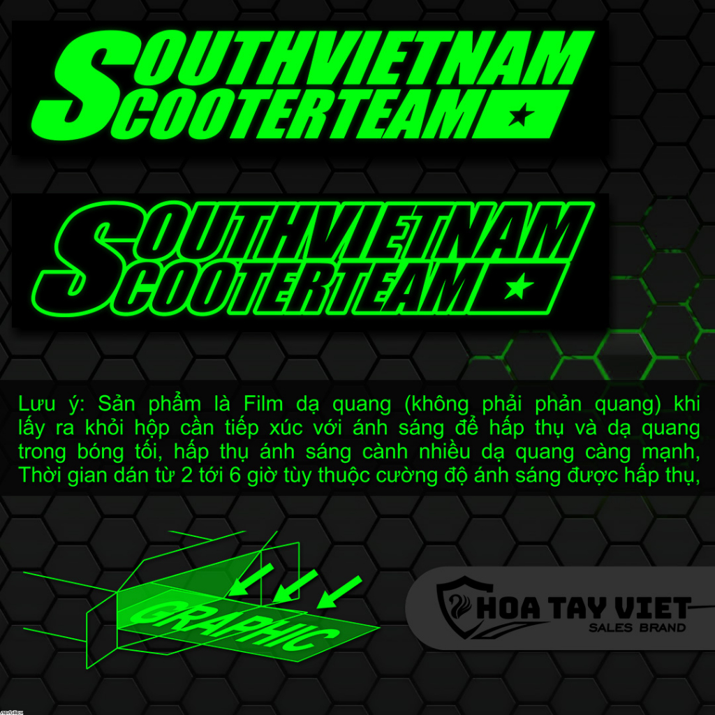 Tem SOUTHVIETNAMCOOTERTEAM trang trí DẠ QUANG HONDA phát sáng ban đêm