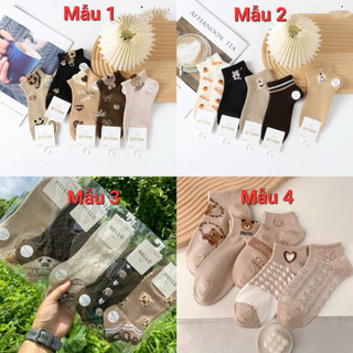 Combo 10 đôi tất nữ cotton cổ ngắn nhiều kiểu chất đẹp (ngẫu nhiên)