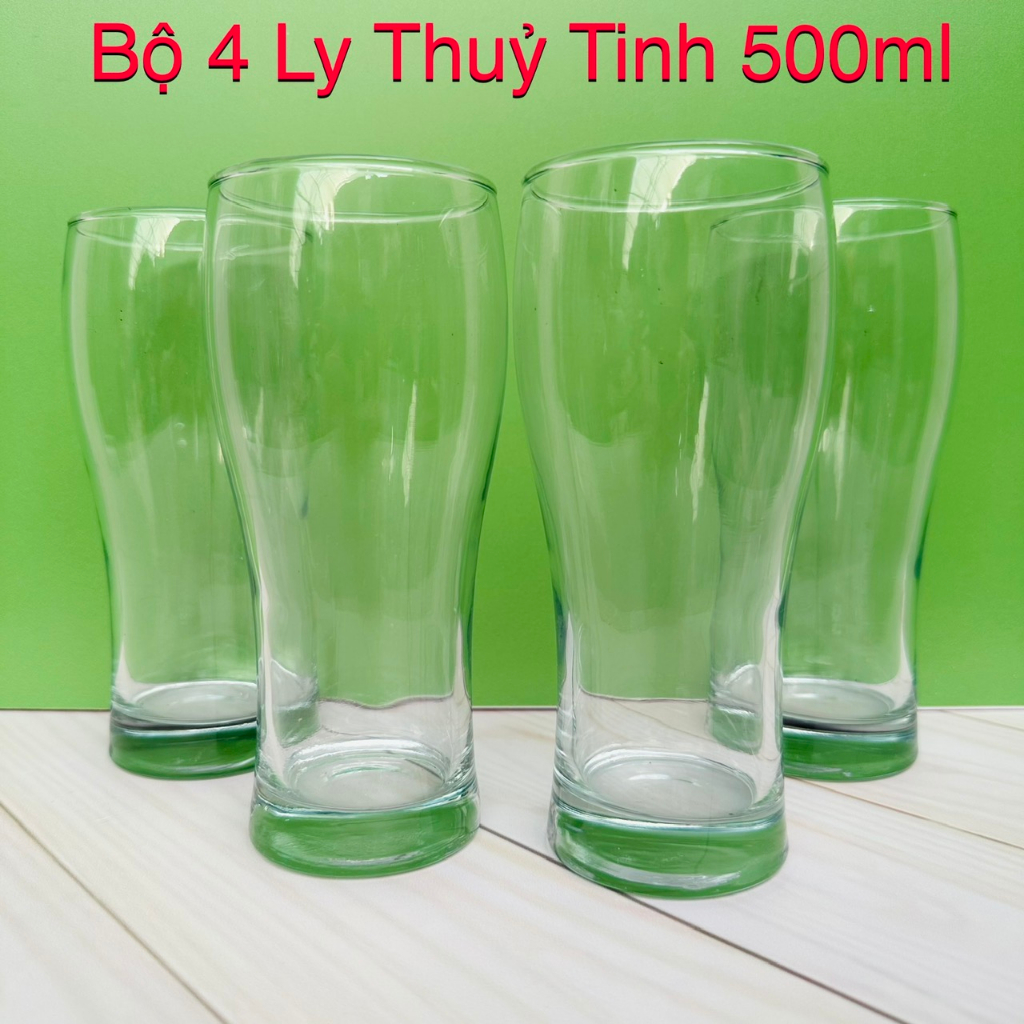 4 Ly Thuỷ Tinh Đẹp 500ML - Kích thước LY Cao 18cm - R 7.7cm - Đáy 6cm