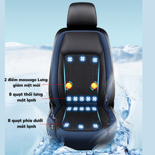 Đệm Ghế Ô Tô Làm Mát Ô Tô, Áo Ghế Điều Hòa 16 Quạt Siêu Mát tích hợp massage Lưng Cao Cấp, Chất Liệu êm ái,thông thoáng
