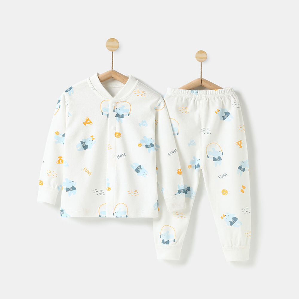 Bộ quần áo dài tay thu đông cho bé cài giữa chất cotton 100% size từ 4-12kg BODM01