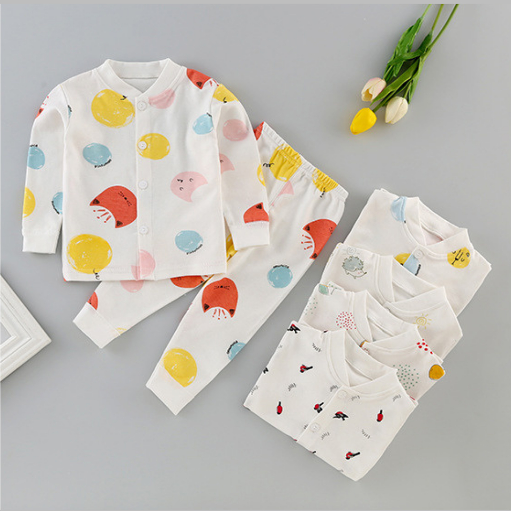 Bộ quần áo dài tay thu đông cho bé cài giữa chất cotton 100% size từ 4-12kg BODM01